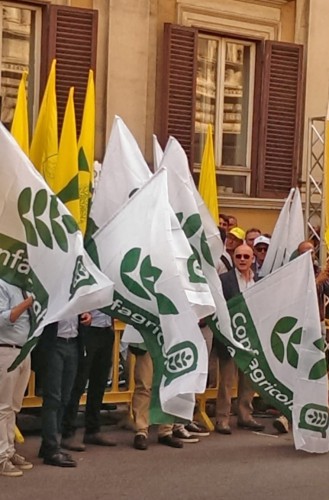 Rappresentanza di Confagricoltura in sostegno della manifestazione di Asnacodi a Roma
